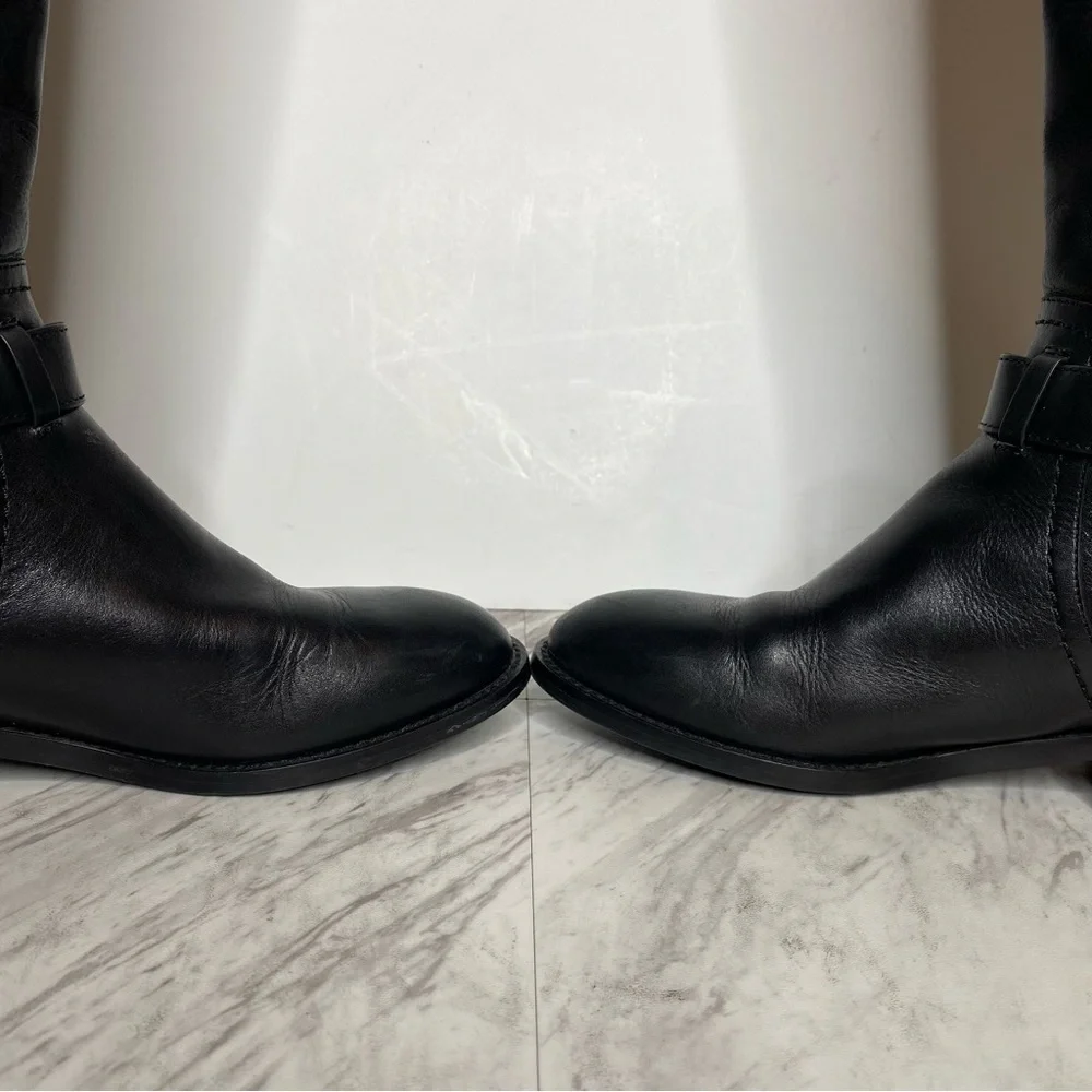 Tory Burch Adeline Black Leather Riding Boot 5M